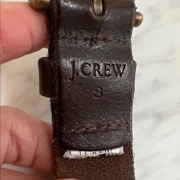 Vintage J Crew Brown Leather Belt with Studded Brass Accents - Picture 2 of 5